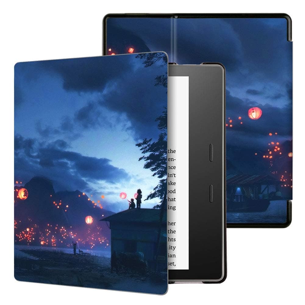 Jingdu Water-Safe Case for All-New Kindle Oasis(10th Generation, 2019 Release ) Premium PU Leather Slim Lightweight Smart Cover with Auto Wake/Sleep (Not Fits for 9th Generaion, 2017 Release) ,Kongming Lantern