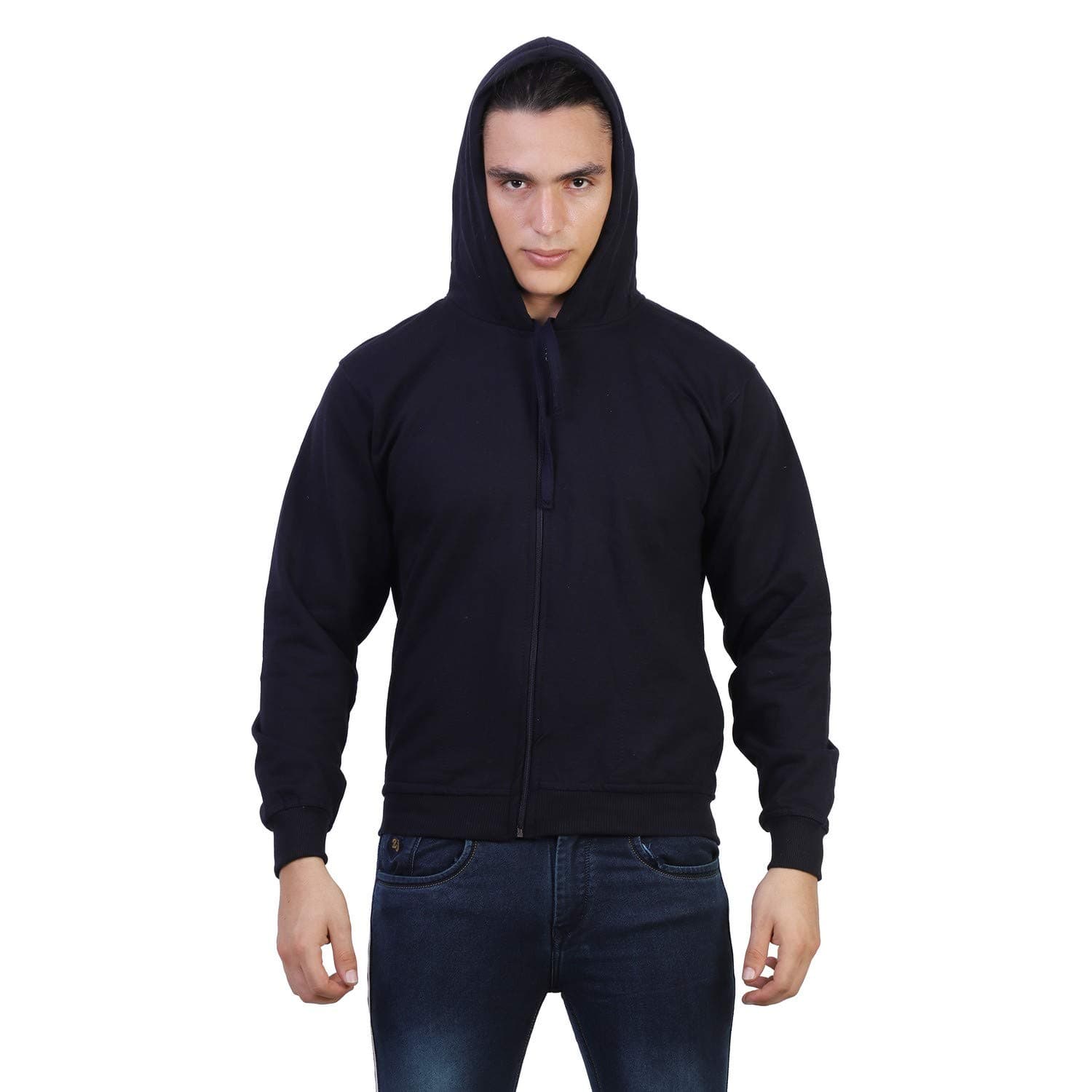 Men's Cotton Full Plain Hoodie Jacket