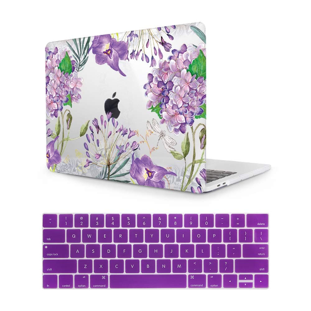 MTAOTAO Plastic Hard Shell Laptop Case Cover for MacBook Pro 13" with Retina Display A1425 A1502 (Release 2012-2015) with Keyboard Cover & Dust Plug -Rose Watercolor Flower