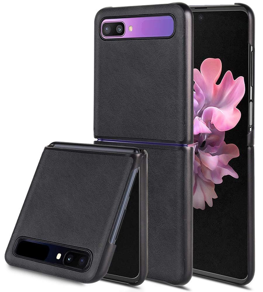 EUDTH Galaxy Z Flip Case, Luxury Leather Flip Phone Case Slim Fit Shockproof Protective Shell Cover for Samsung Galaxy Z Flip 6.7" - Black