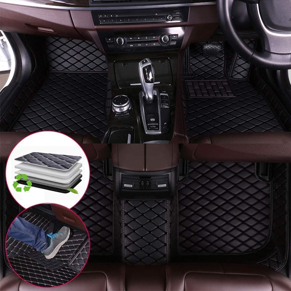 Custom for K ia Cerato 2012-2016 Right-hand drive Car Floor Mats Full Covered Leather Front and Rear All Weather Floor Mat black