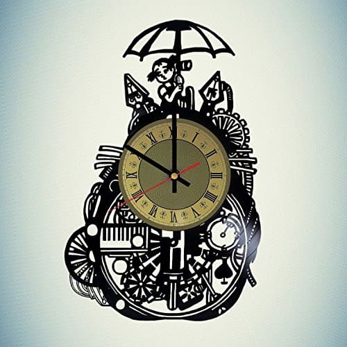 Studio Ghibli art vinyl wall clock - handmade unique artwork home bedroom living kids room nursery wall decor great gifts idea for birthday, wedding, anniversary - customize your (Gold/Black)