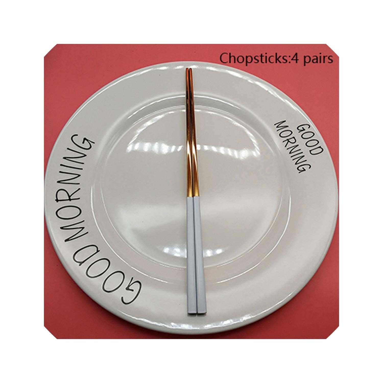 4pcs White Gold Dinnerware 304 Stainless steel Knife Fork Spoon Chopsticks Cutlery Kitchen Food Tableware Flatware Set,Chopsticks 4pcs