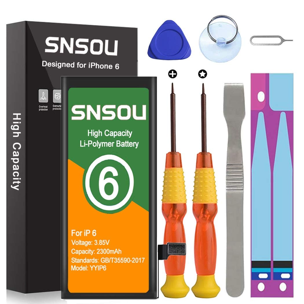 Battery for iPhone 6, SNSOU 2300mAh High Capacity Replacement Battery for iPhone 6 with Repair Tool Kit.