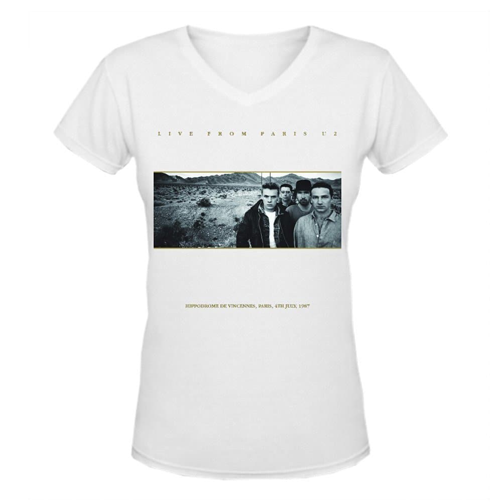 Bunny Angle U2 Live from Paris Short-Sleeve Women V Neck Tee Shirts