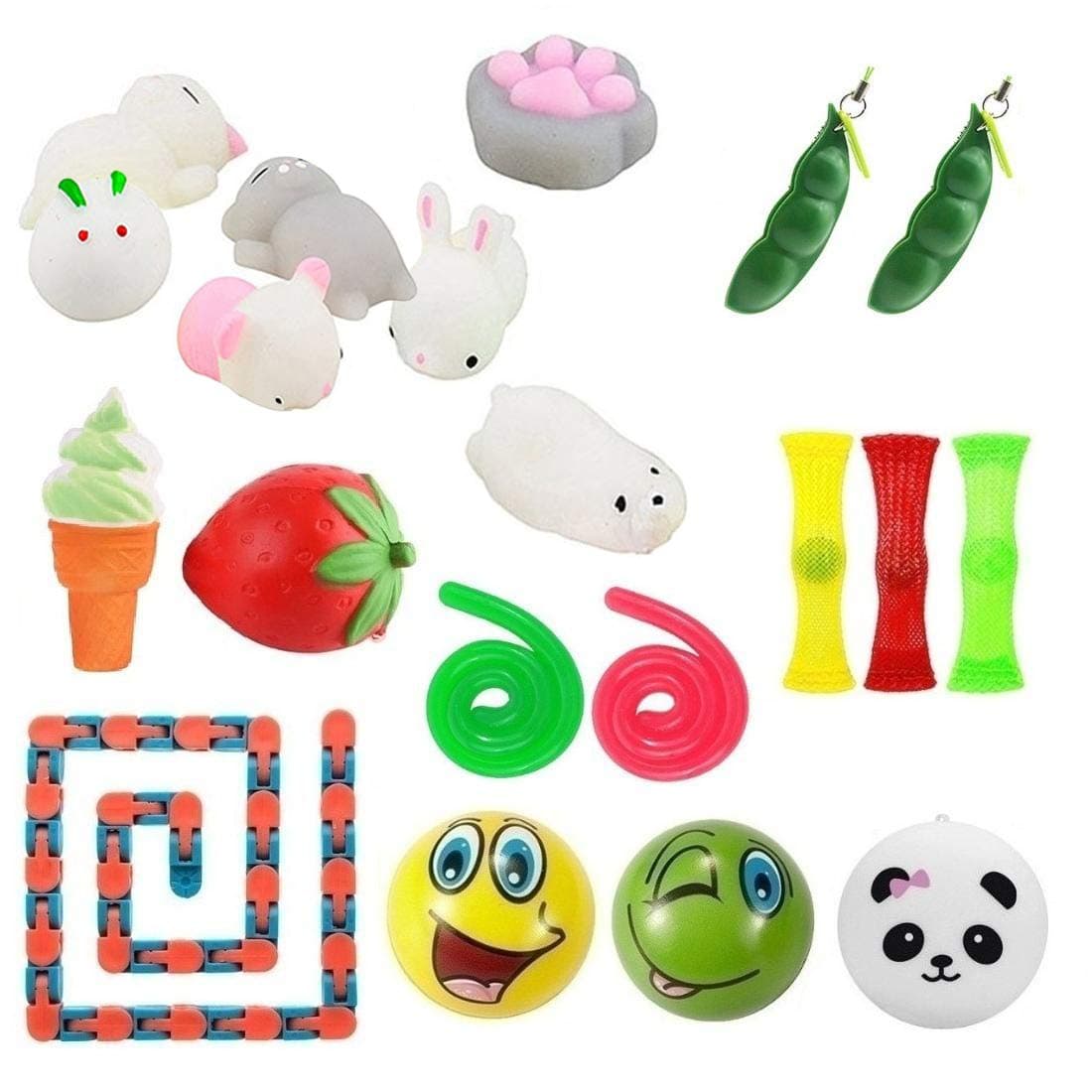 Kunshion 20 Pack Sensory Fidget Toys Bundle, Squeeze Widget Fidget Hand Toys Stress Relief Sensory Toys for ADD ADHD Anxiety Autism Relaxing Therapy