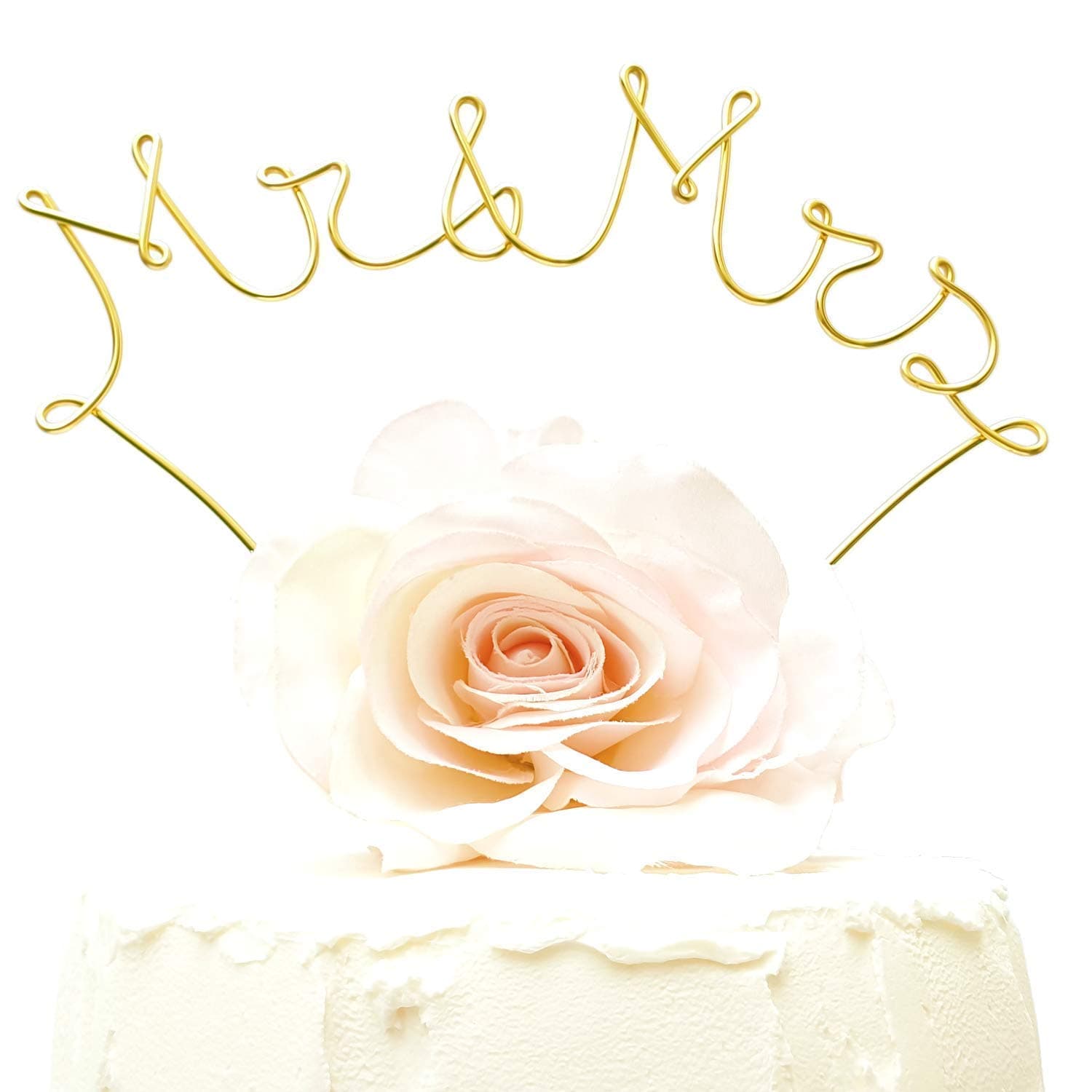 MR and MRS Wedding Cake Topper Decoration in GOLD, Elevated Party Cake Ornament, Special Occasions Decor, Food Safe