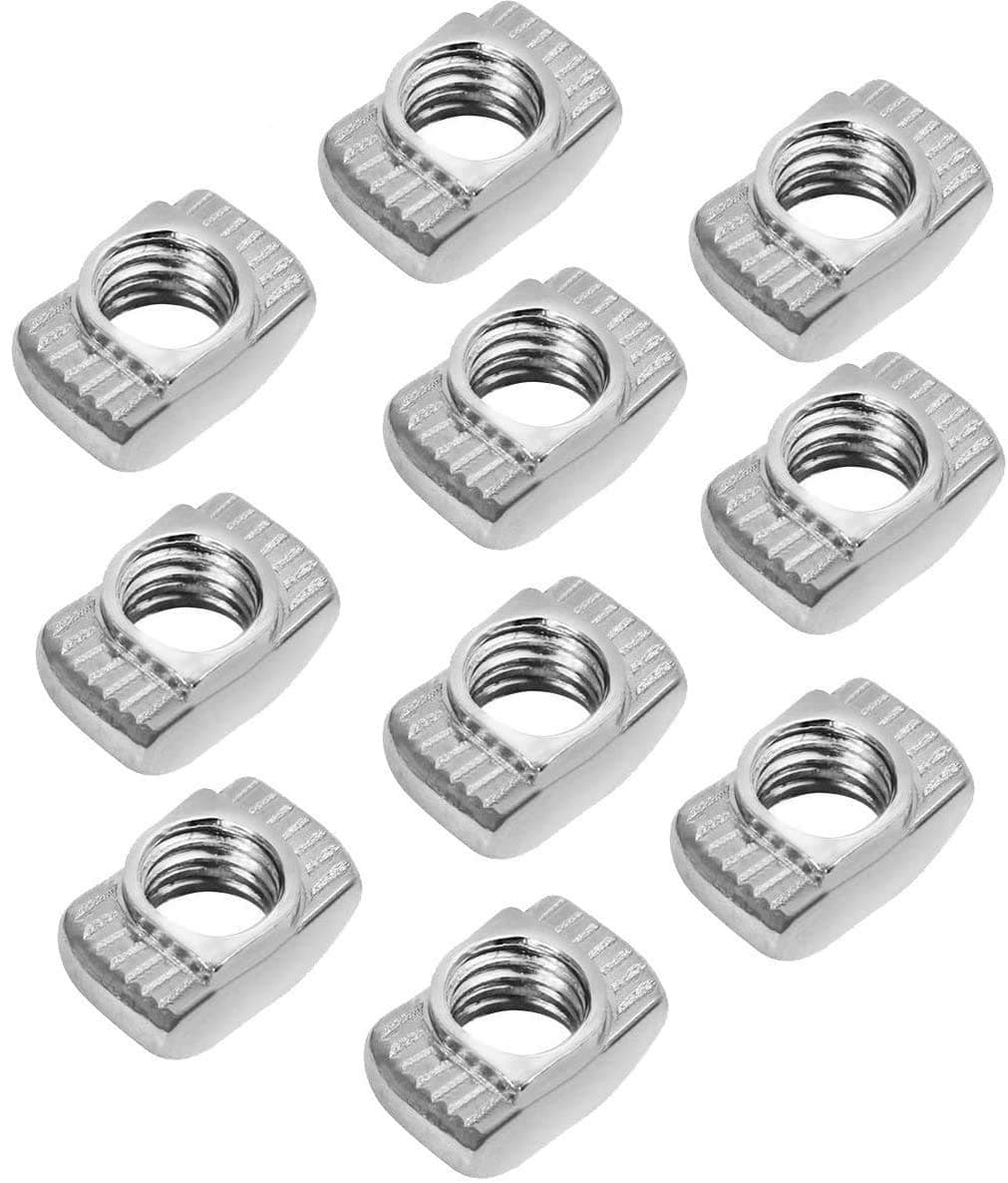 TopDirect 50pcs M5 Thread T-Nut for 20 Series European Aluminium Hammer Head Drop in M5 T Slot Nuts Nickel Plated Carbon Steel (EU20-M5x10x6)