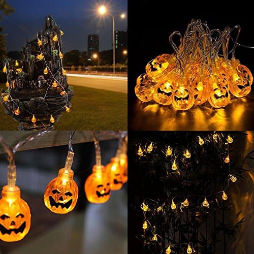 Halloween Pumpkin String Lights, Halloween Devoration Lights,Battery Operated 20 LED Fairy String Night Light, 2.2M/7.2Ft,Warm White Low voltage power