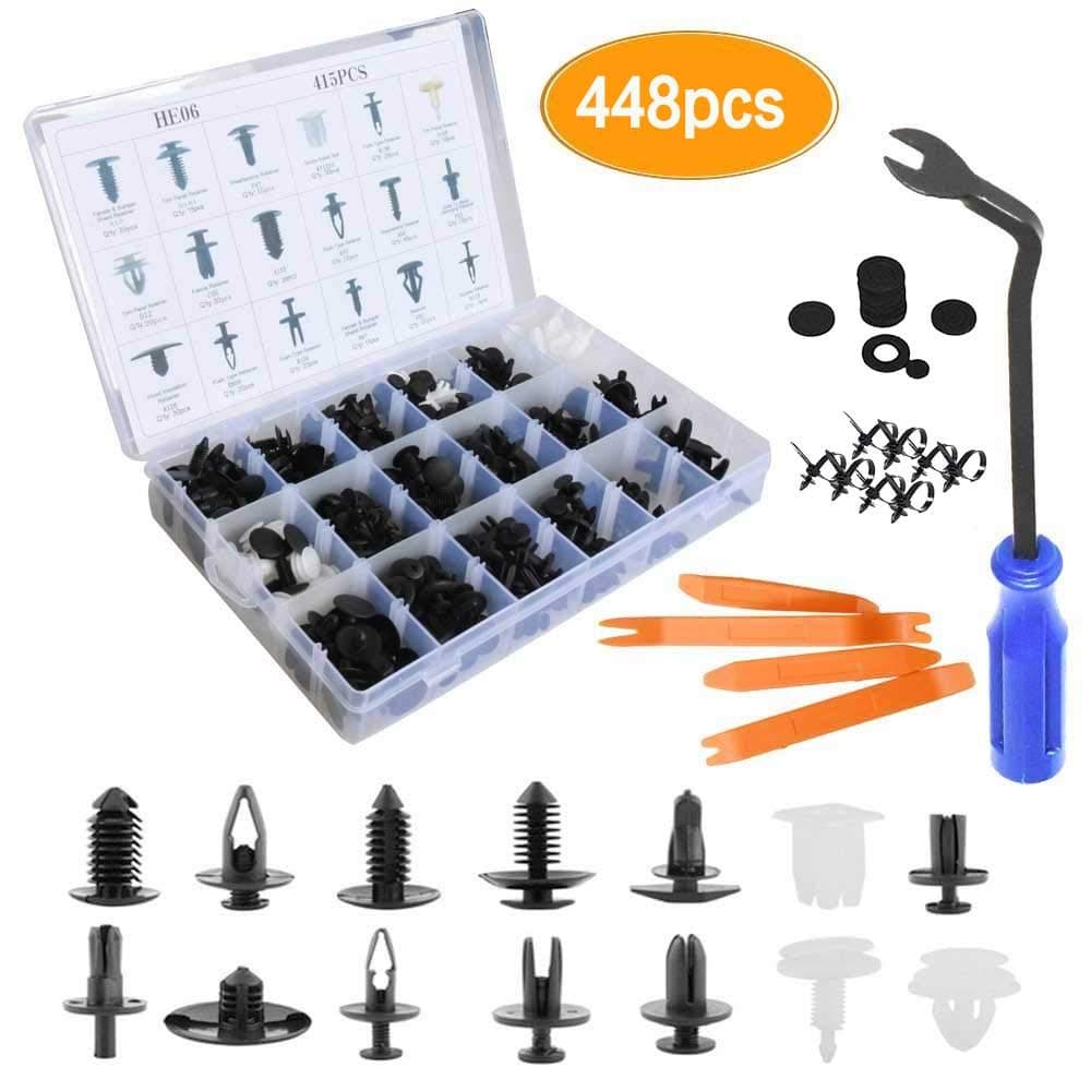 Funceter Auto Push Clips Car Retainer Clips Car Trim Fasteners Clips Kit Sizes Car Clips Fender and Bumper Fittings Clips Compatible (448 pcs)