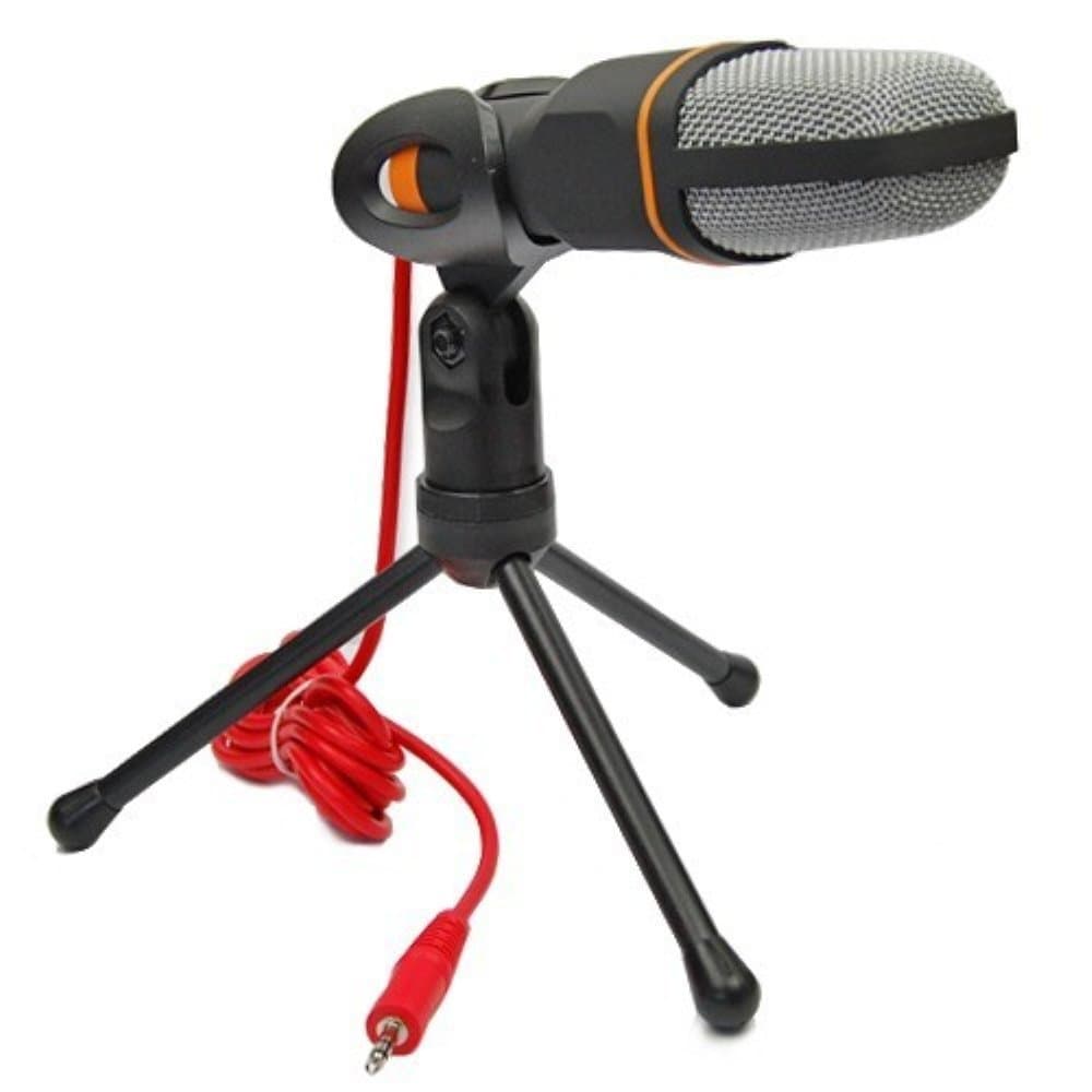 TEMO Professional Stereoscopic Condenser Sound Microphone With Stand for PC Laptop Skype MSN QQ Recording Black (Black)