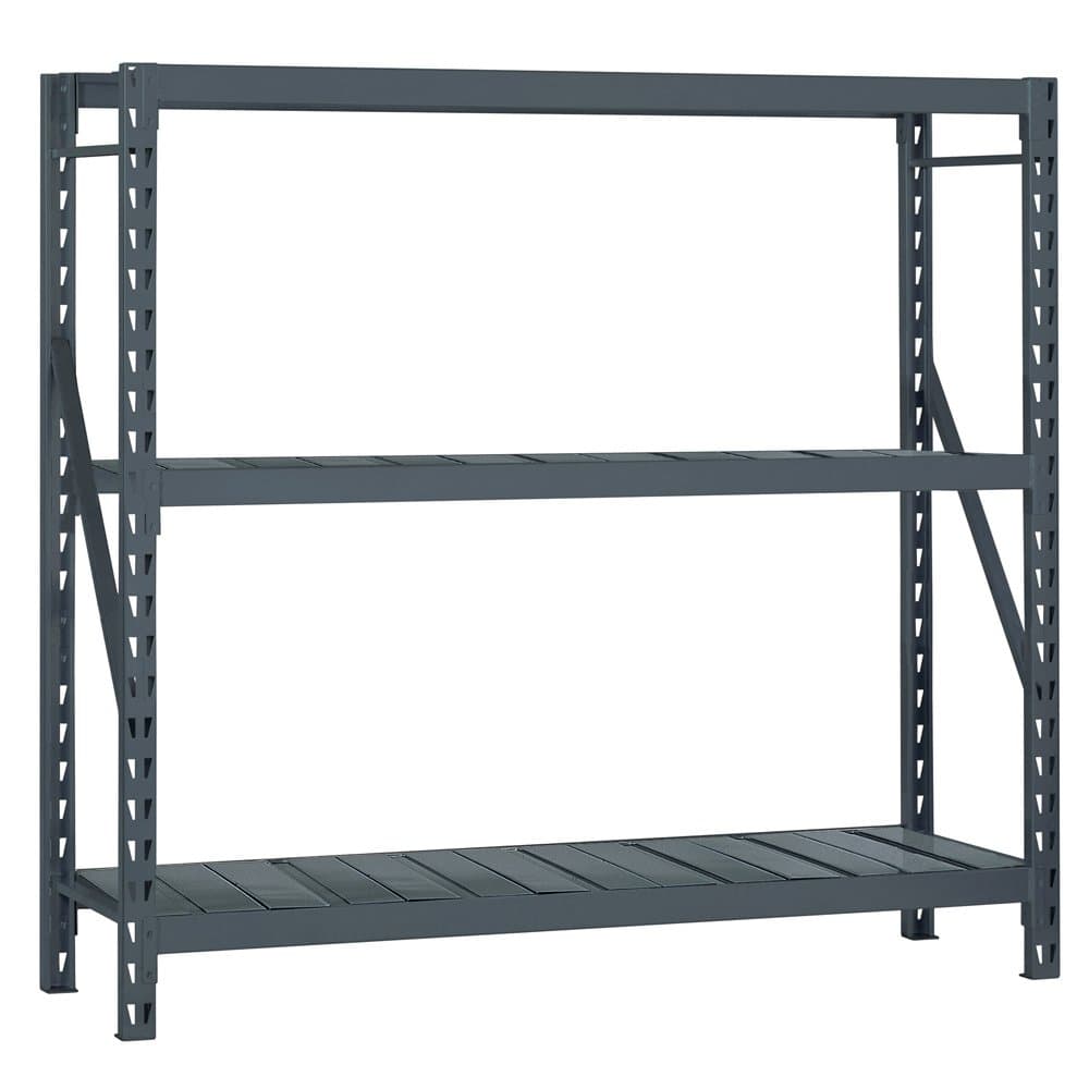 Edsal ERS964872A E-Rack Bulk Storage Rack with Steel Decking, Add-On Type, 3 Shelves, 1800 lb. Capacity, 96" W x 48" D x 72" H, Industrial Gray