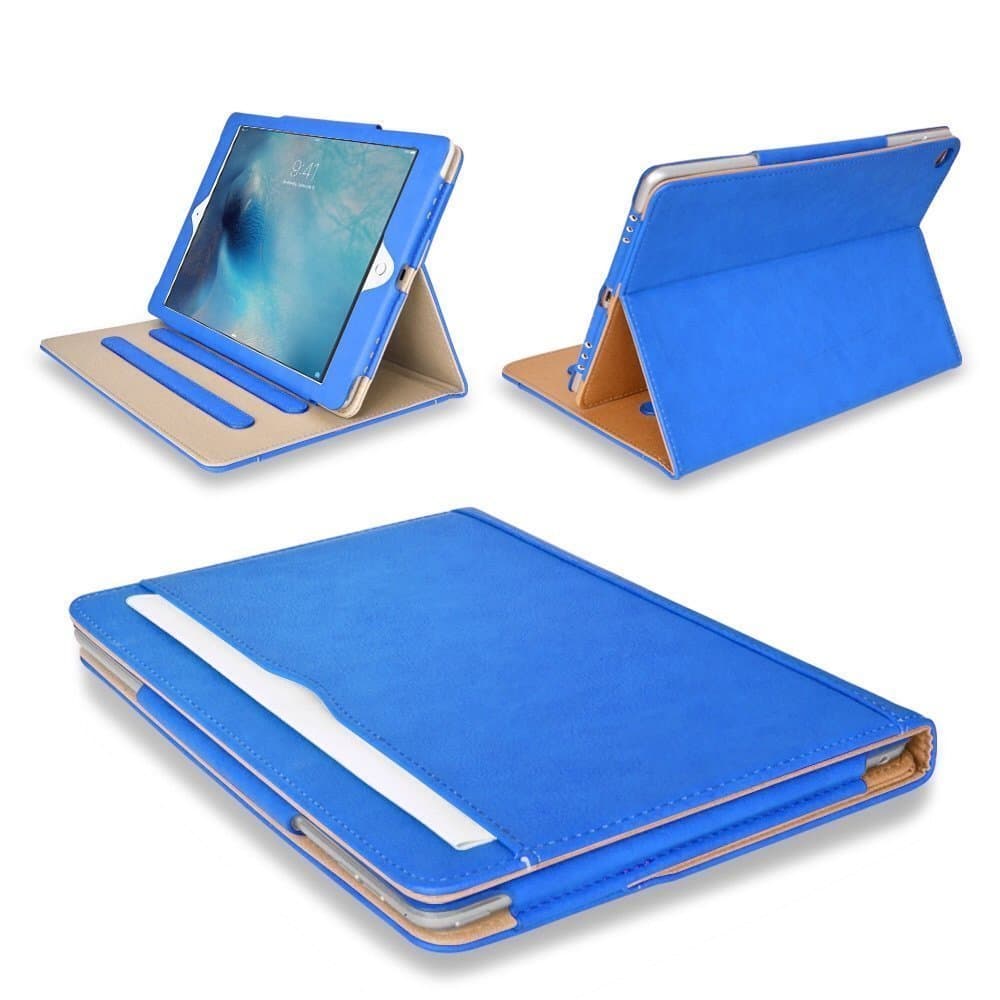 MOFRED® Blue & Tan Apple iPad Executive Leather Case for Apple iPad 9.7" (For 2017,2018 & 2019 Versions)- Voted by 'The Daily Telegraph' as #1 iPad Case! (iPad Models A1822, A1823, A1893, A1954)