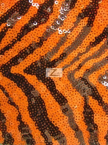 NEON ZEBRA SEQUIN NYLON FABRIC - Neon Orange - 52"/54" WIDTH SOLD BY THE YARD