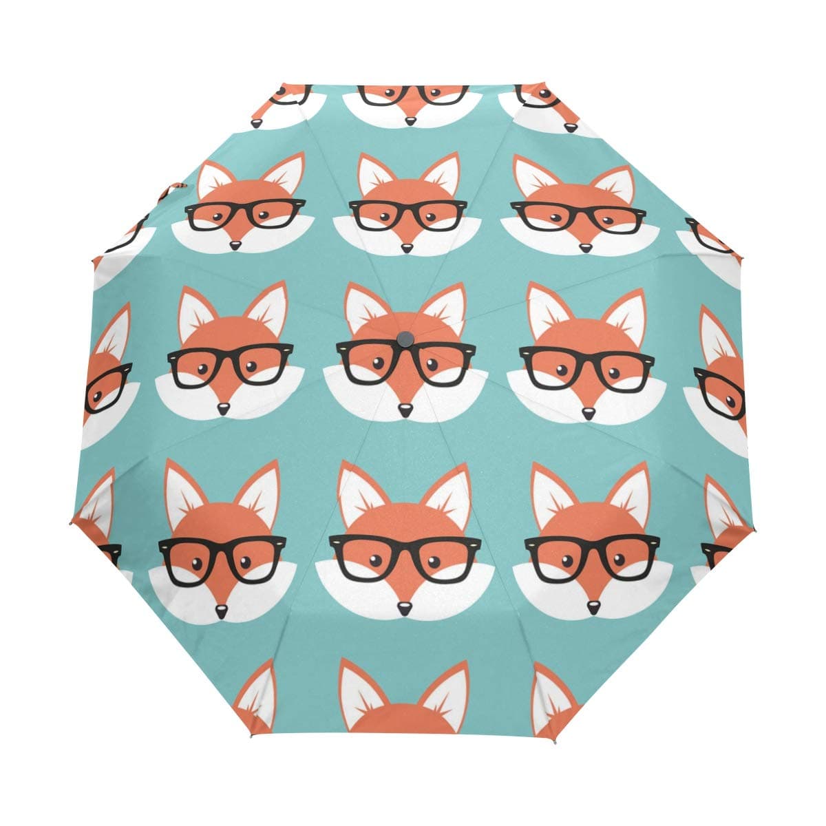 Automatic Umbrella Cartoon Foxes Faces Windproof Compact Folding travel Umbrellas