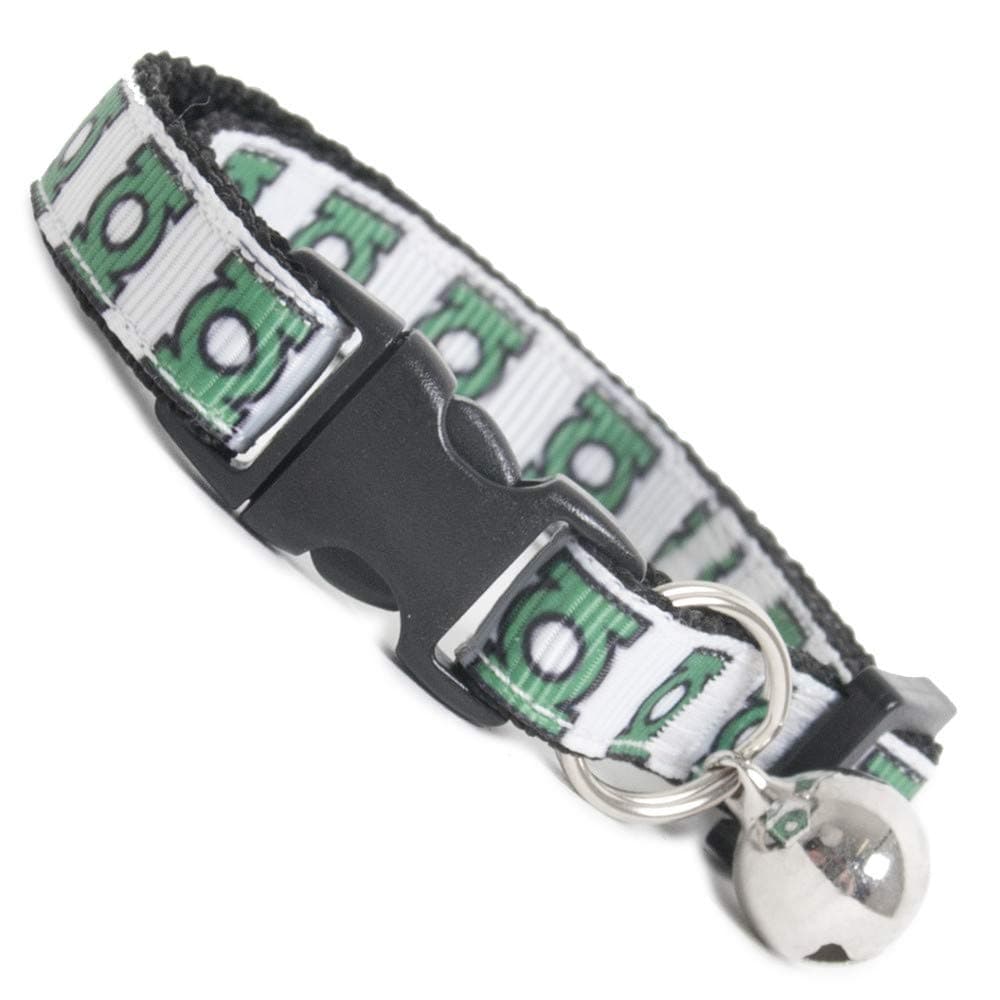 Cool Cat Collars Green Lantern Safety Buckle | Quick Release | Collar with Bell