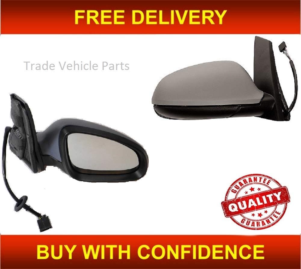 Door Wing Mirror Electric Heated Power Fold Primed Driver Side Compatible With Astra J 2010-2015 (Trade Vehicle Parts OP5033)