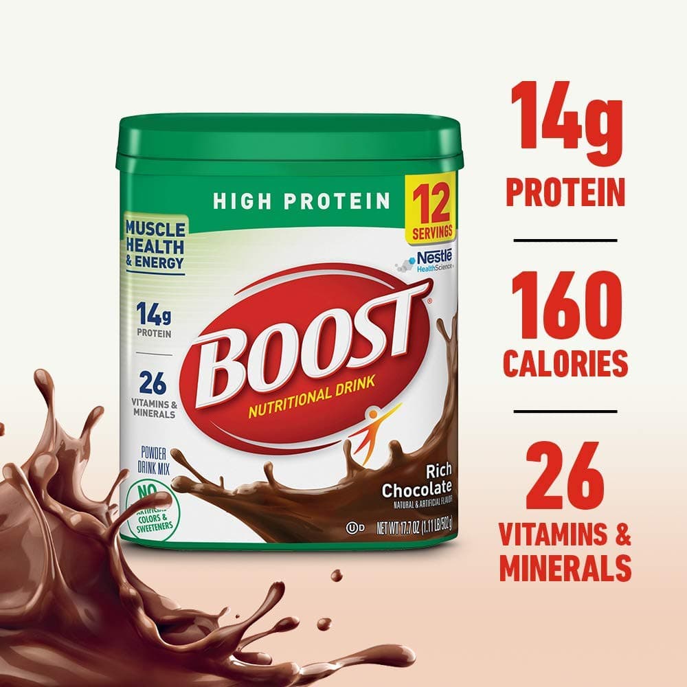 Boost High Protein Complete Nutritional Drink Mix, Rich Chocolate 17.7 oz