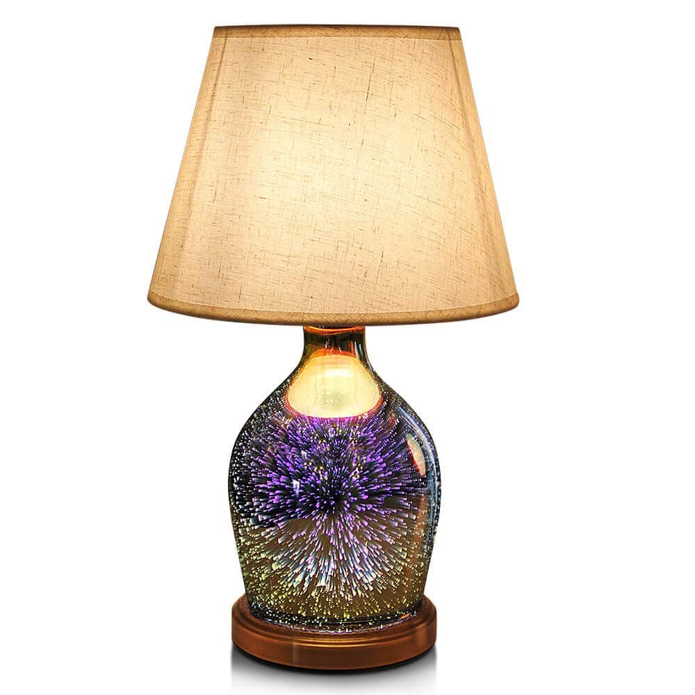 Table Lamp,Desk Lamp with Bulb Included - Modern Lamp with Unique Lampshade,Handmade 3D Effect Glass Base - Perfect for Table in Bedroom,Bedside,Living Room,Office