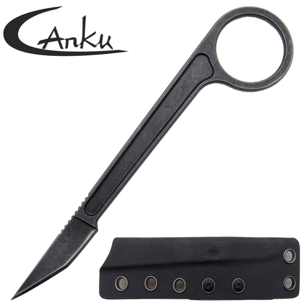 Ccanku C1104 Fixed Blade Knife Tactical Knife D2 Blade, Stainless Steel Handle Fixed Blade Karambit Knife for Hunting, Survival, Camping Outdoor Utility Knife with K Sheath