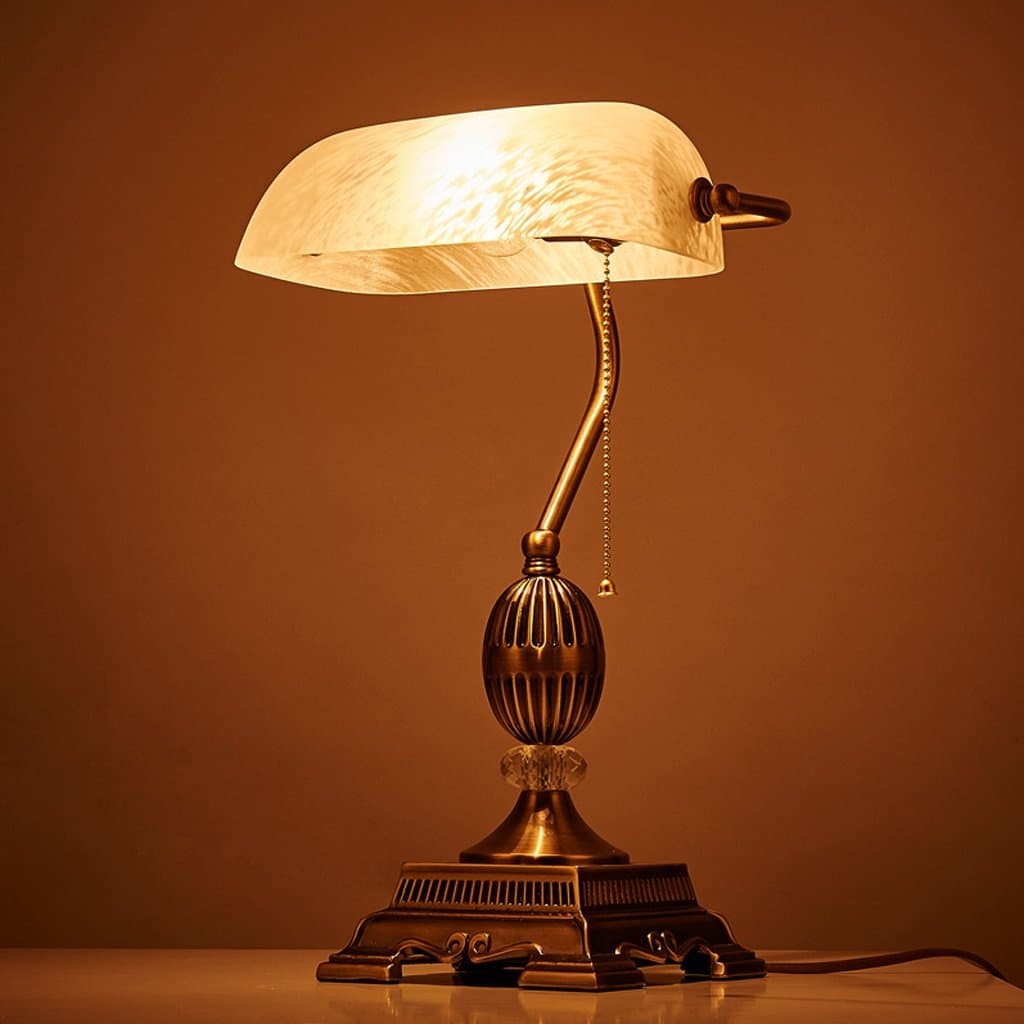 MILUCE Retro Table Lamp, American Style Study Iron Art Lamp, Bedroom Bedside Crystal Fashion Zipper Desk Lamp E27 Light Source