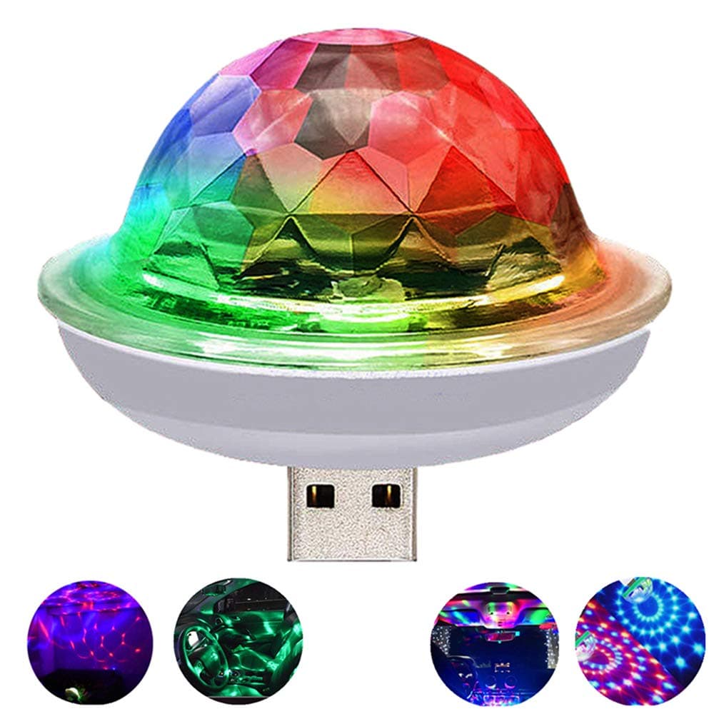 USB Mini Voice Control Party Lights, Disco Ball Lights, Mini Portable Strobe Lights, LED Car USB Atmosphere Lights, Suitable for Christmas/Halloween/Home Interior, Etc. (White)