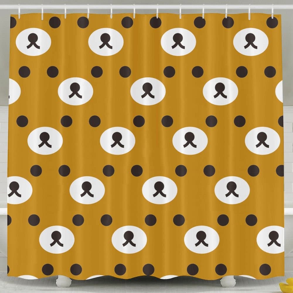 YSCL BATH Rilakkuma Brown Face Bath Curtains Waterproof Polyester Fabric Decorative Home Bathroom Shower Curtain (60" W X 72" H)