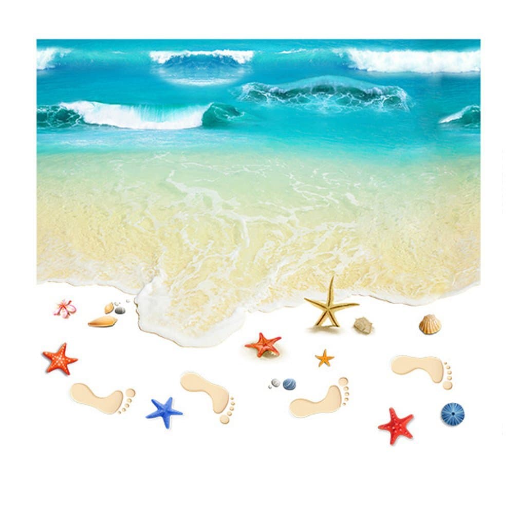 Beach Pattern 3D Flooring Wall Sticker Floor Painting Self-adhesive Removable