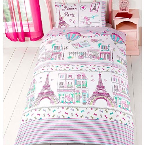 J'adore Paris 2 Piece UK Single/US Twin Sheet Set - 1 x double sided sheet & 1 x pillowcase