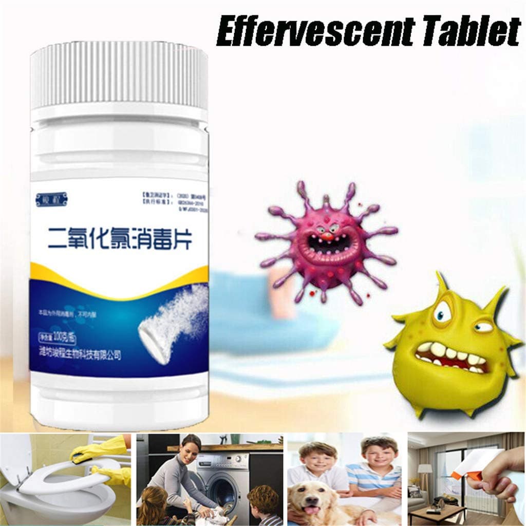 200PCS/2Bottle Convenient Disinfectant Pills Effervescent Tablets,Clothing Bleaching Pool Floor Household Cleaner Disinfection Handmade Spray Containing Chlorine Liquid,Indoor Daily Cleaning