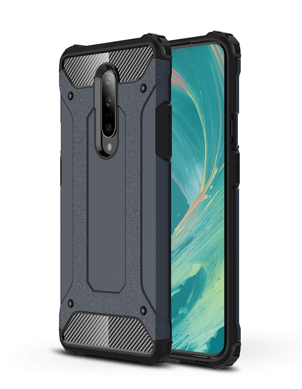 LuckyMi Case Compatible with OnePlus 7 Pro Phone,Oneplus 7 Pro Case,TPU & Hard PC Hybrid Cover Dual Layer Armor Grip Anti-Scratch Protective Case for OnePlus 7 Pro Smartphone (Dark Cyan)