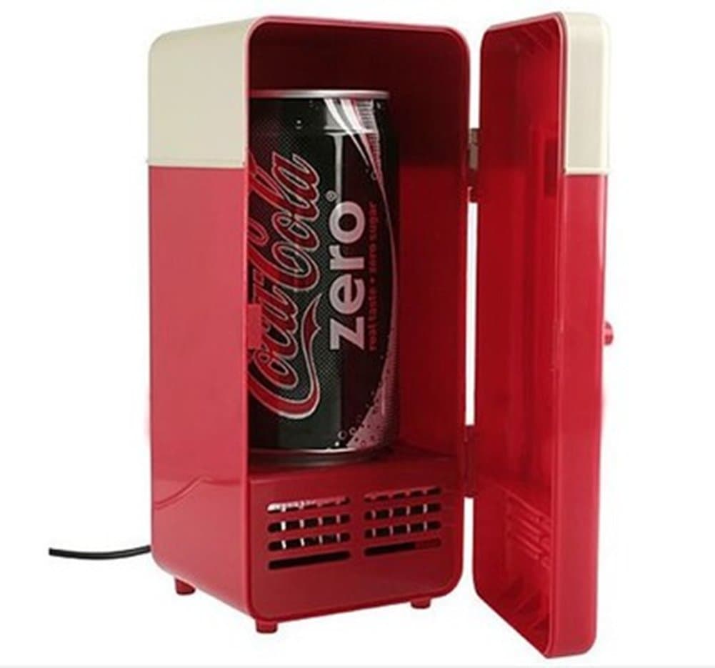 Warm and cold USB mini refrigerator, USB dual-use refrigerator, car, small office-specific refrigerator (red)