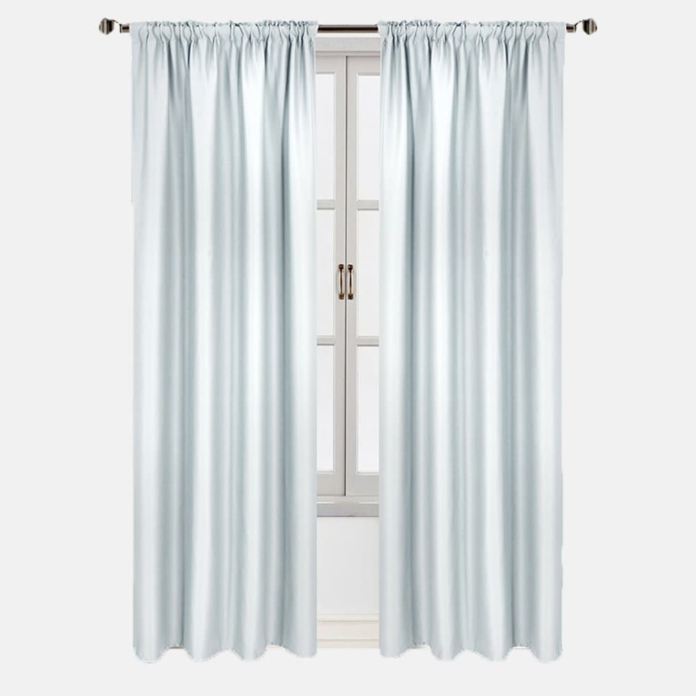 WARMSUN Greyish White Rod Pocket Curtains Energy Saving Microfiber Window Treatments Blackout Curtains,42" Width x 72" Length,Sold as One Pair