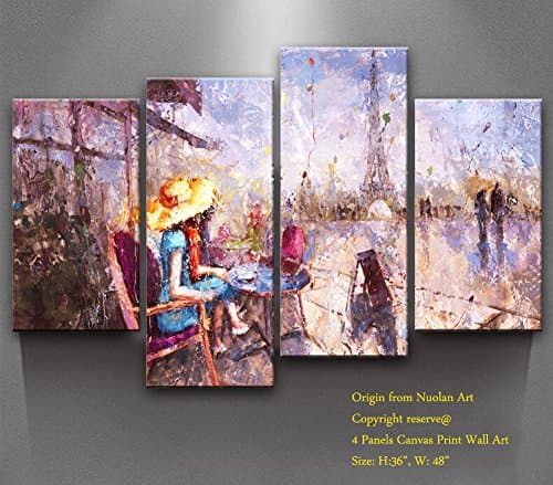 Canvas Wall Art -" Paris Memory" Canvas Prints Modern Landscape Oil Paintings Artworks ,Size:36"x48" , Stretched & Framed Gallery Wrap for Wall Decor & Home Decoration -P1L011