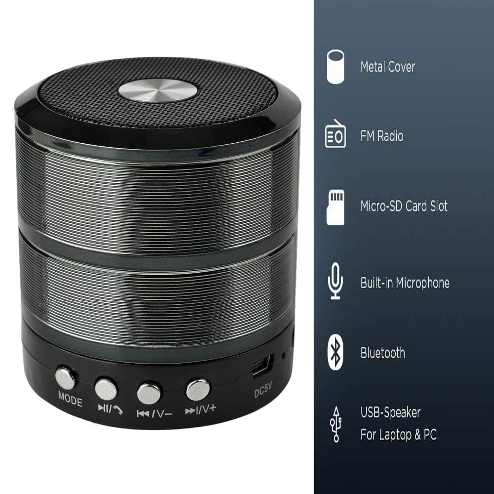 JSTBUY LABEL 5 Hour Long Lasting Play Time Mini 3.5 mm Aux Support, Micro SD Card Support Portable Bluetooth 4.1 Speaker with Mic