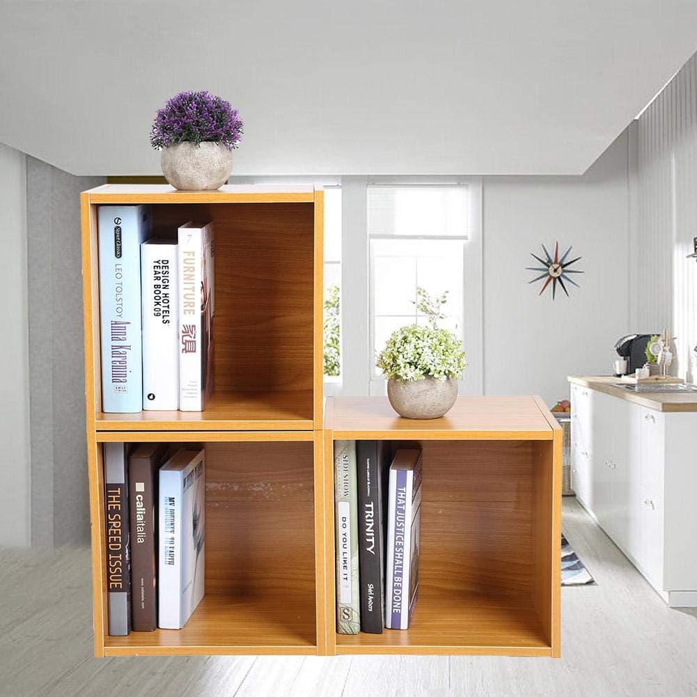 lyrlody Cube Bookcase,3 Cube Storage Unit Closet Room Organiser Open Bookshelf DIY Cube Storage Rack Modular Design Wooden Cubes Shelving Unit for Home Office Bedroom Living Room