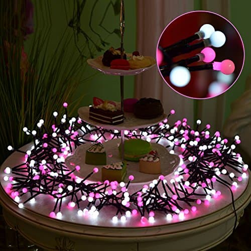 LED Globe String Lights, Elktry 10FT 400LEDS Bendable Copper Wire Lights CE Certification for Indoor Bedroom Curtain Patio Lawn Landscape Garden Home Wedding HolidayChristmasParty (Pink &White)