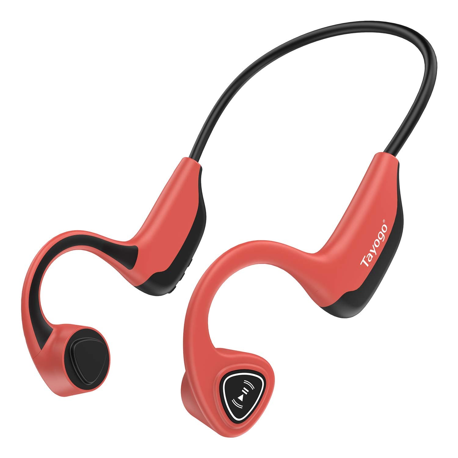 Tayogo Bone Conduction Headphones with Microphone Bluetooth 5.0 Open Ear Wireless Earphones for Running, Sports, Fitness - Red