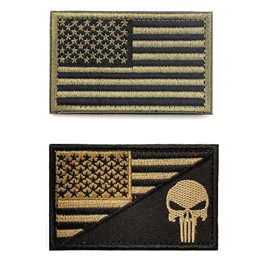 American Flag Velcro Patch Bundle ,2 Pieces Tactical USA Flag Punisher Patch
