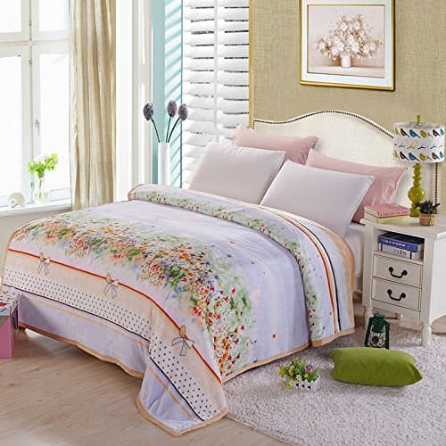 HHYWS Stylish Soft Warm bed throw sofa Throw Blanket Cloud stingrays lint-free warm, with floral,150x200cm