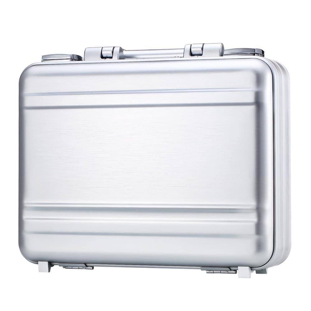 Business Briefcase Aluminum With Foam Tool Box Strap TSA Lock(14.6X10.6X4.5IN)