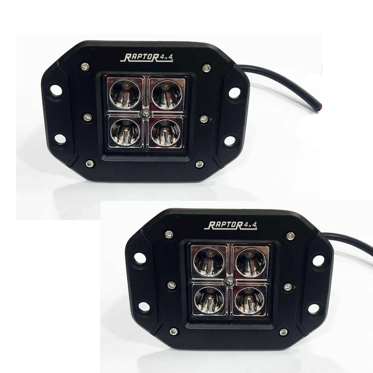 Raptor 4x4 Tornado LED Pair Flush Fit Spotlights 16W Off Road Driving Flood Spot Combo Lamp 4.8"