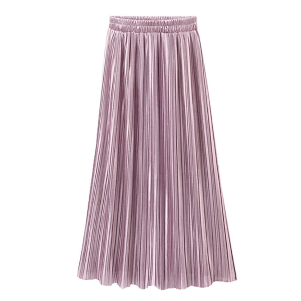 Miss Fortan Women's Solid Daily Versatile Vintage Pleated with Lining High Waist Ankle-Length Skirt Ladies Fashion Casual Retro Long Maxi Skirt