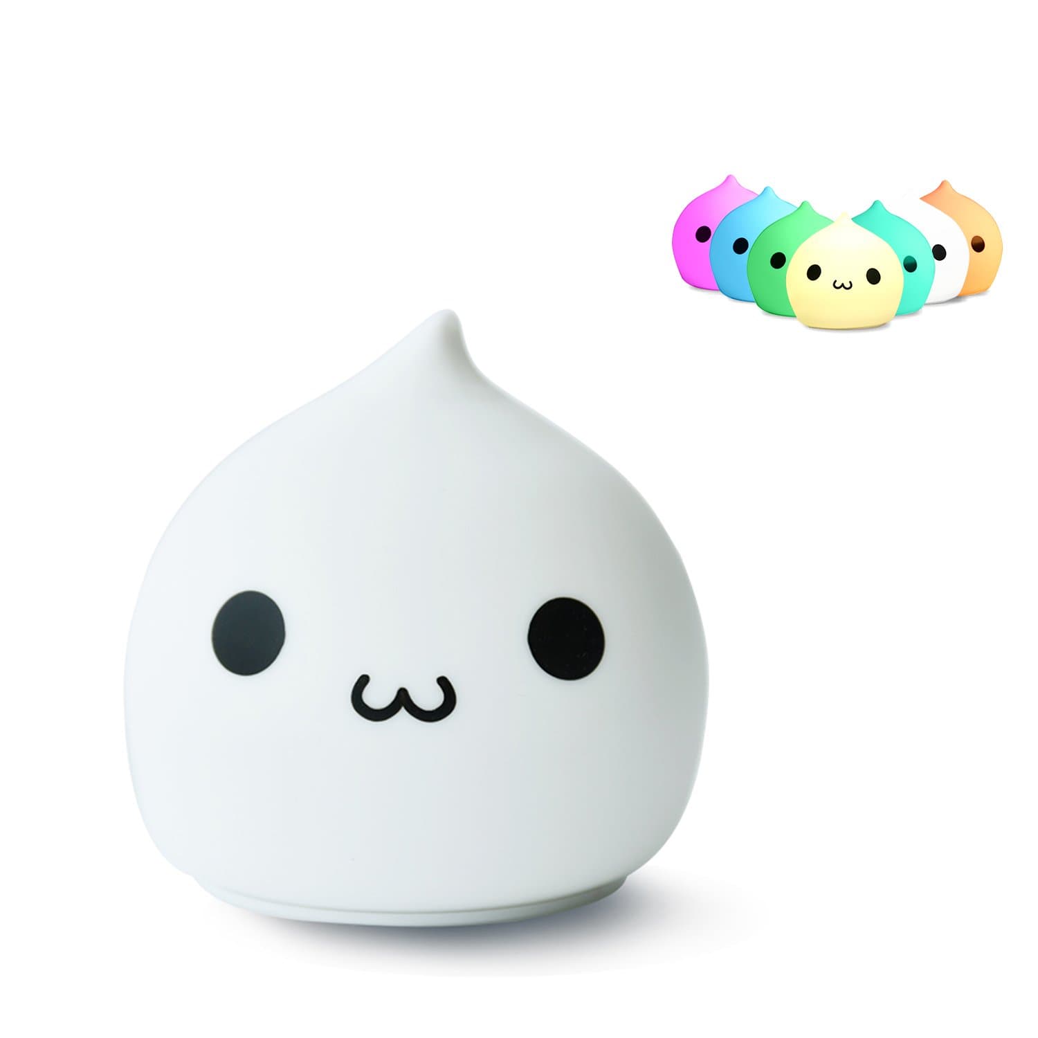 Lafedy Night Light Silicone Bedroom Warm White and Automatic Optional 7 Colour Changing Sensitive Tap Control Rechargeable Portable Baby Gift Lamp (Battery-Sweet)