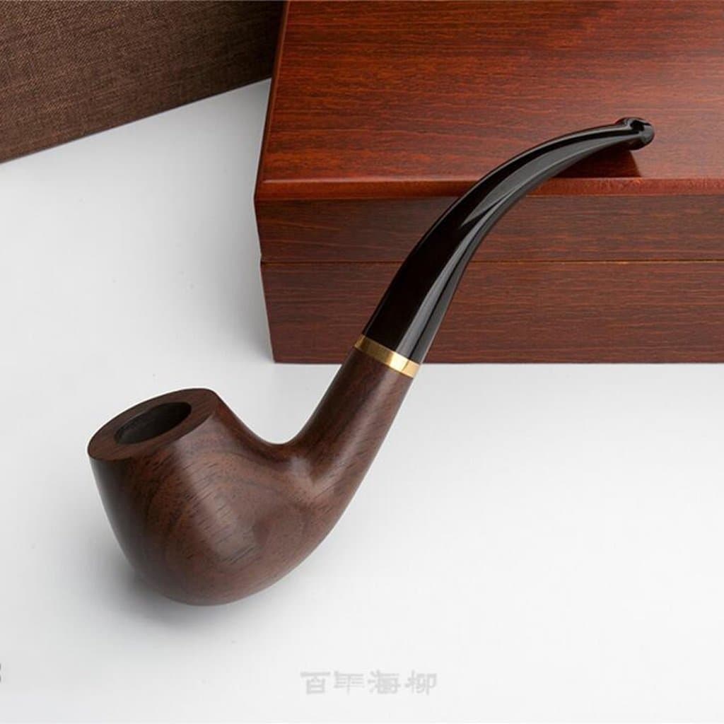 Tobacco pipe MXJ61 Ebony Wood Curved Manual Filter Solid Wood Portable Smoking Pipe (Color : Standard Edition)