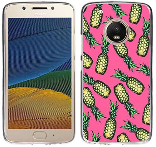 Case for Moto G5 Plus Silicone - TPU Flexible Protective Cover Compatible for Motorola 5th Generation for Moto G5 Plus Pink Vintage Pattern Colorful Drop Resistant Fashion Girl