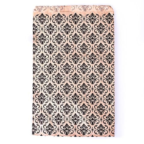 Glotech 100 Pieces 5x7 Inch with Black Damask Design Damask Paper Gift Bags Shopping Sales Tote Bags