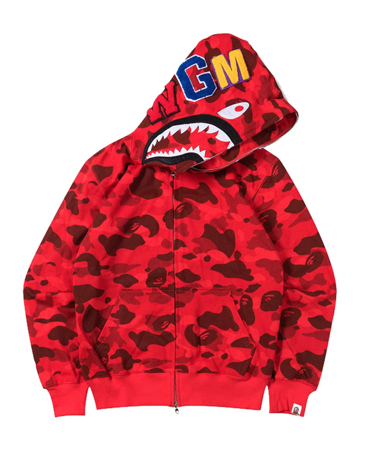 Men's A Bathing Ape BAPE Shark Head Thin Coat Full Zipper Camouflage Jacket Hoodie