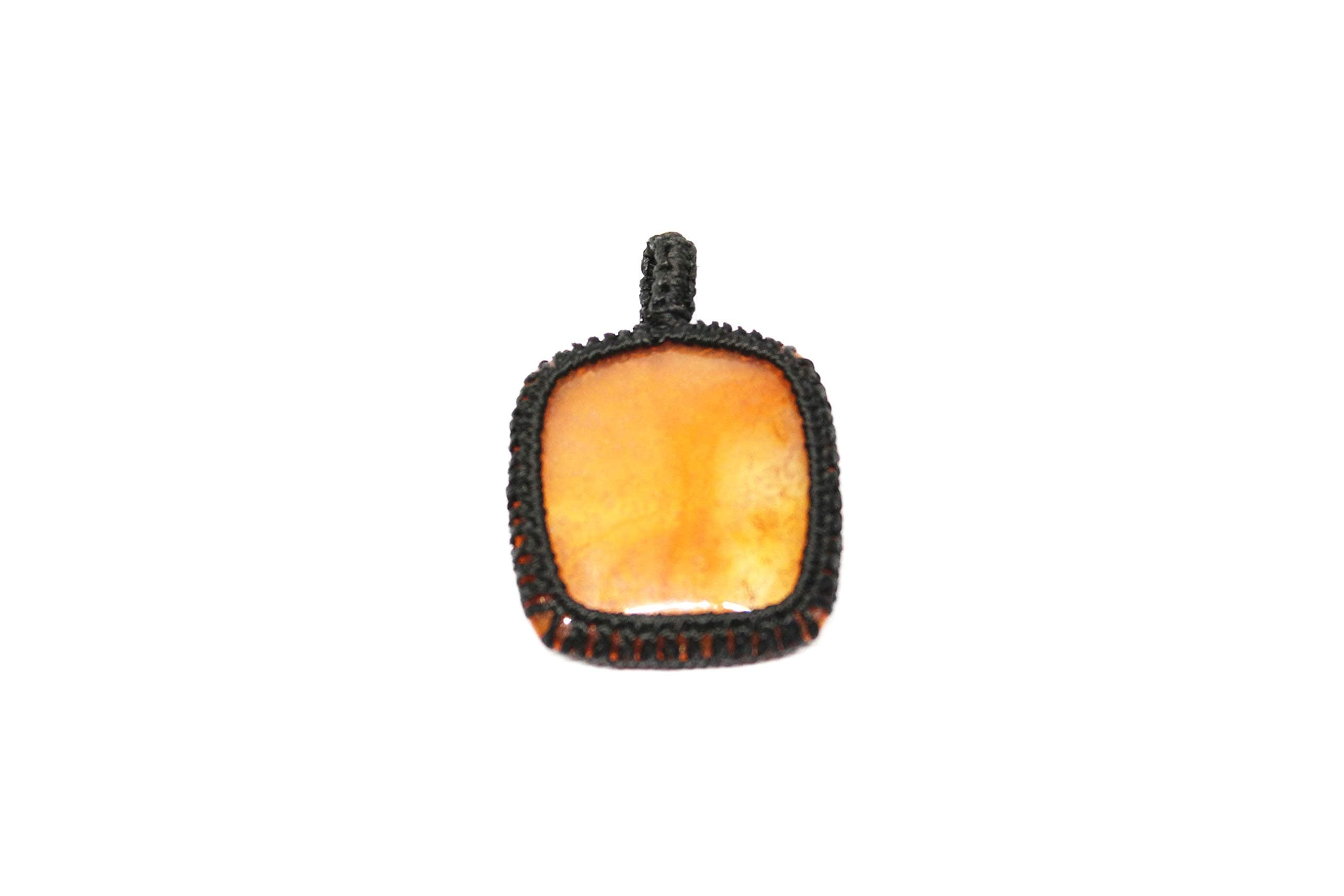 Talk To Crystals Orange Carnelian Stone Macrame Shape Thread Pendant for Unisex (TTC_Pendant 112)