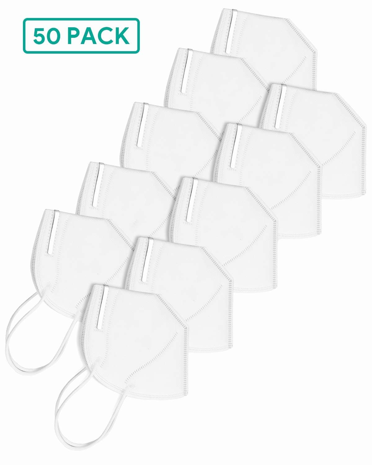 AFAC 50PCS N95 Face Mask, Dust Mask, 6-Layer Masks, Disposable Respiratory Mask, Anti-Virus and PM2.5, FFP2, QSA 2000, Anti-Infection Safety Mask with Comfortable Soft Smooth Material